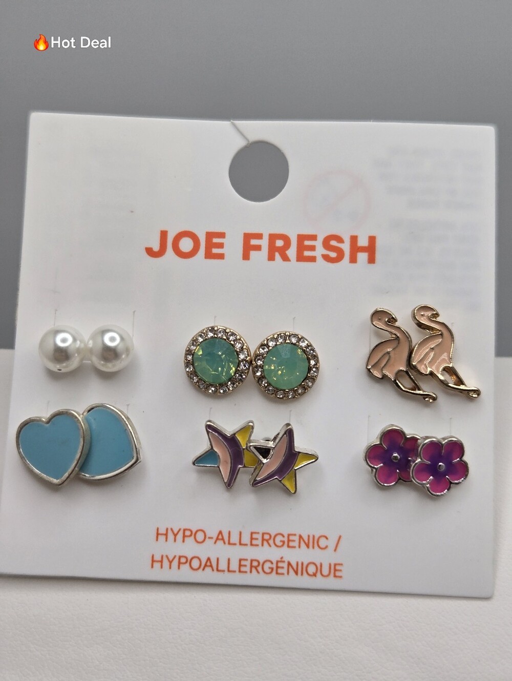 ✨2/$10✨ Joe Fresh 6 Pair Hypoallergenic Stud Earrings Pearl Heart Butterfly